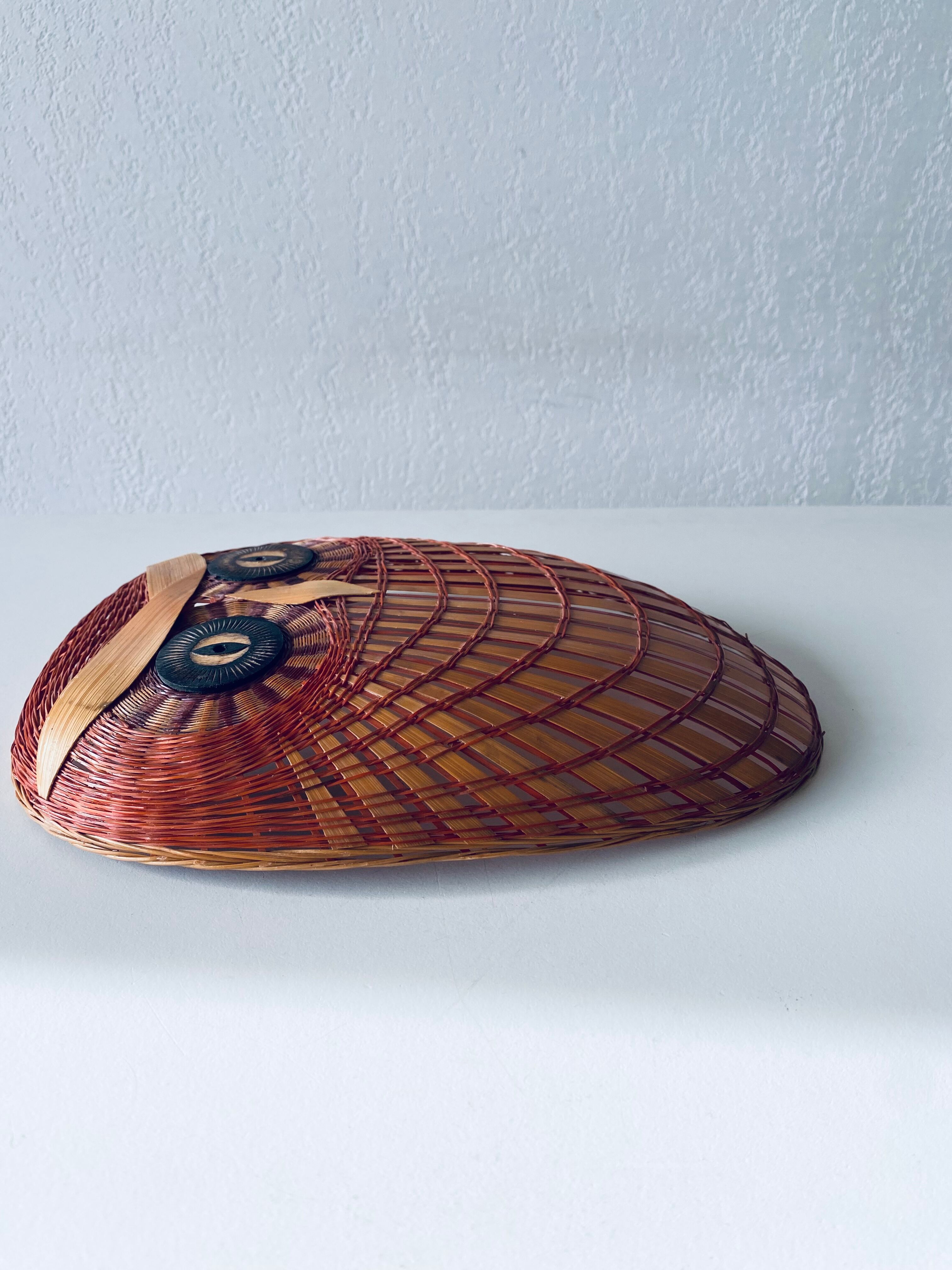 Vintage owl wicker mask or wall totem