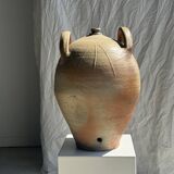 Very large beige jar with 2 handles H49