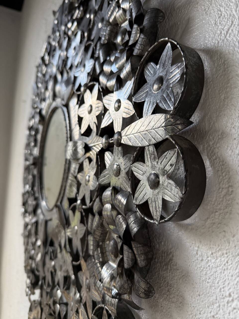 Vintage Mexican metal large mirror