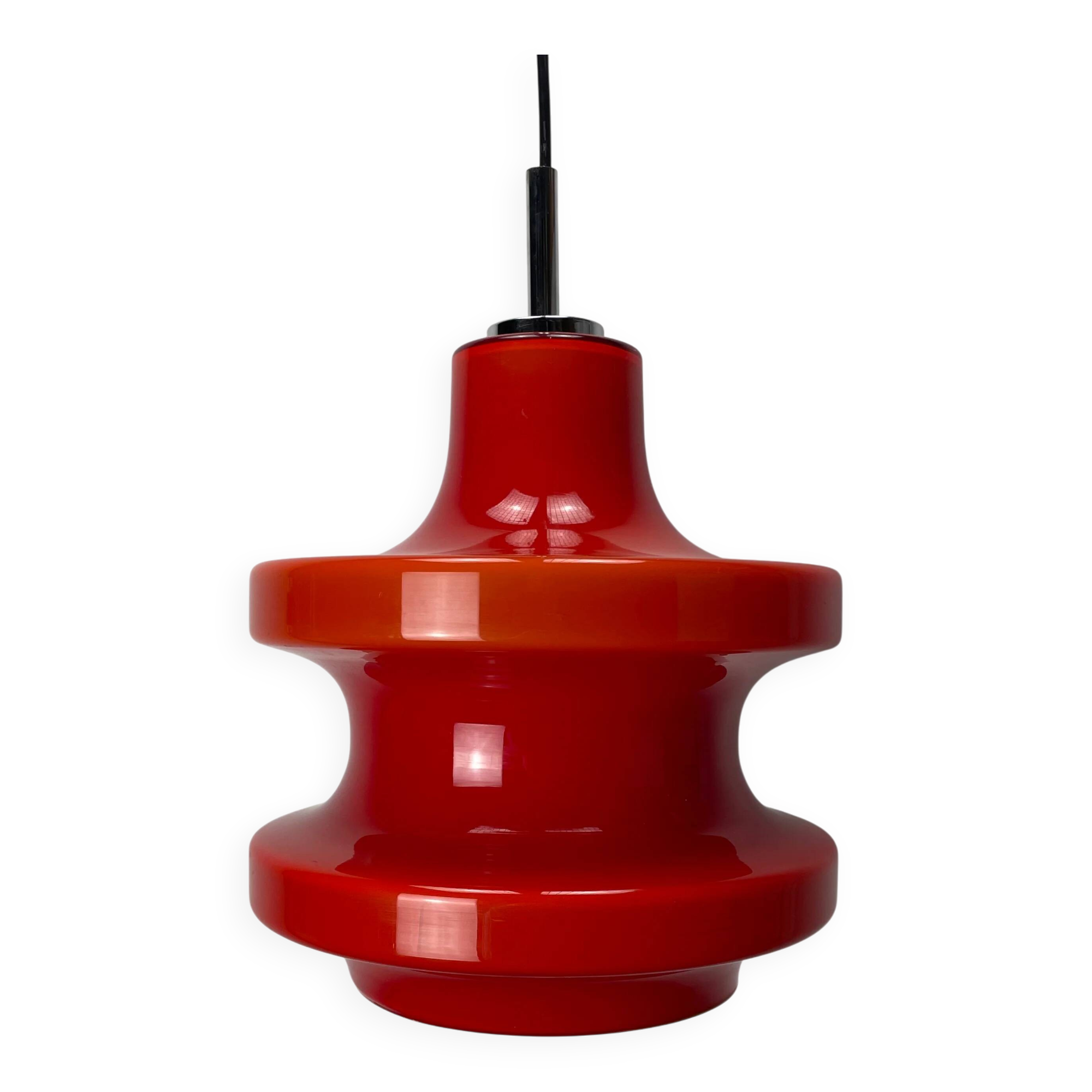 Large red glass pendant light by Peill and Putzler XL 1960