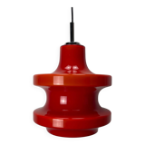 Large red glass pendant light by Peill and Putzler XL 1960