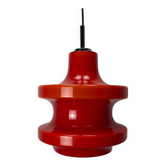Large red glass pendant light by Peill and Putzler XL 1960