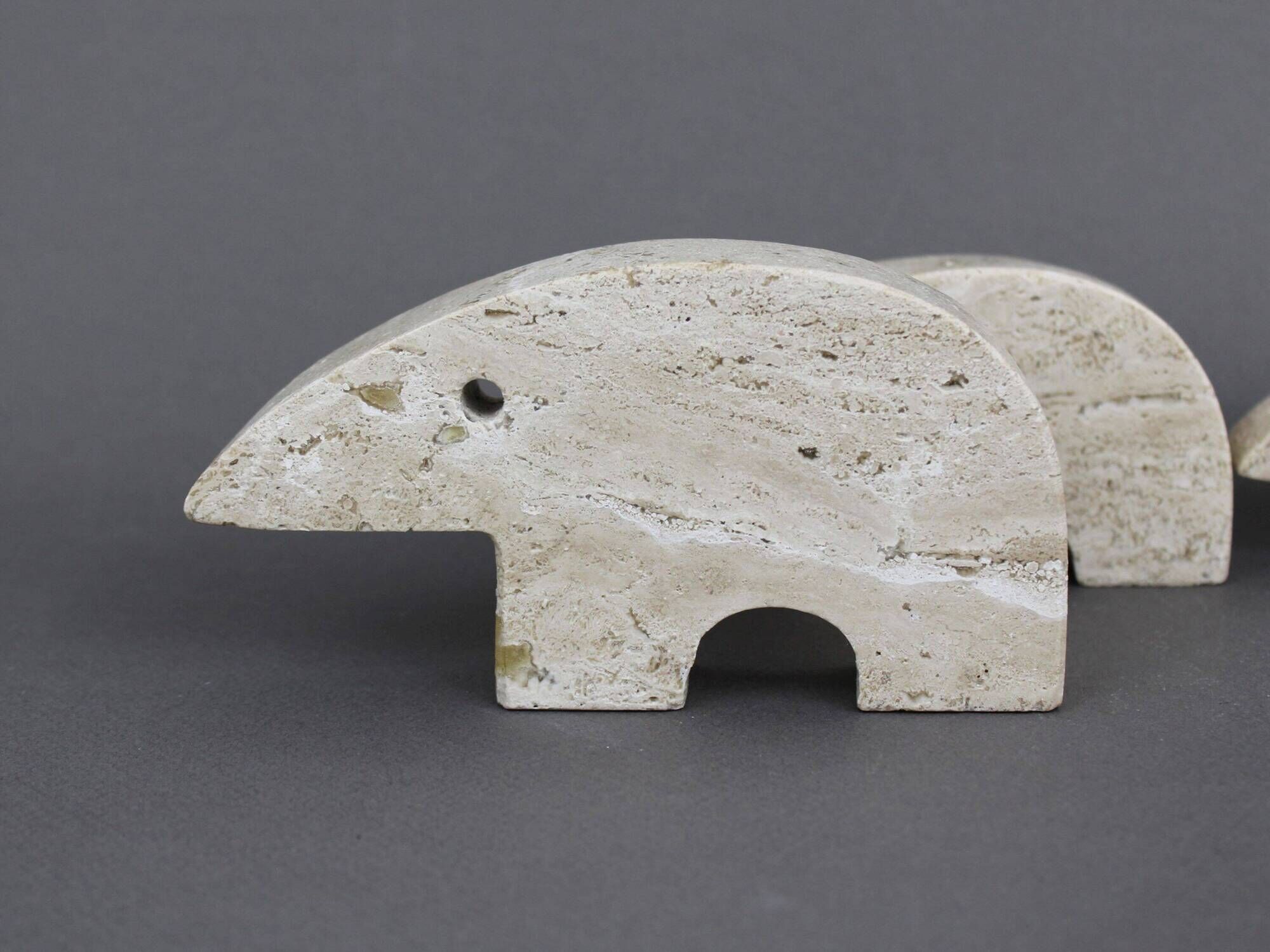 Set of 4 travertine anteaters Fratelli Mannelli vintage 70s