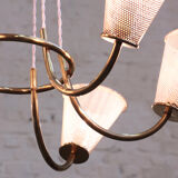 Chandelier 6 fires in perforated metal 50s