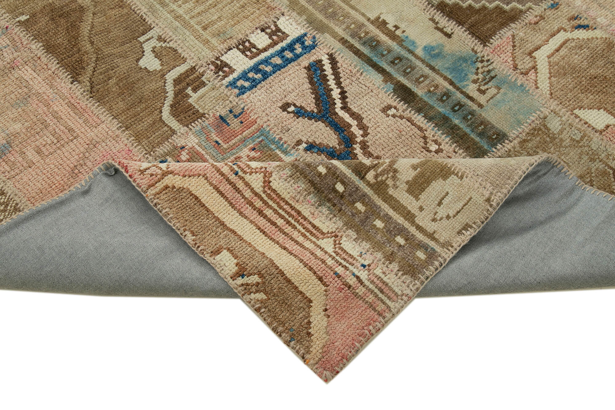 Handmade Oriental Contemporary 201 cm x 300 cm Beige Patchwork Rug