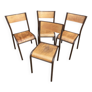 4 chaises école vintage