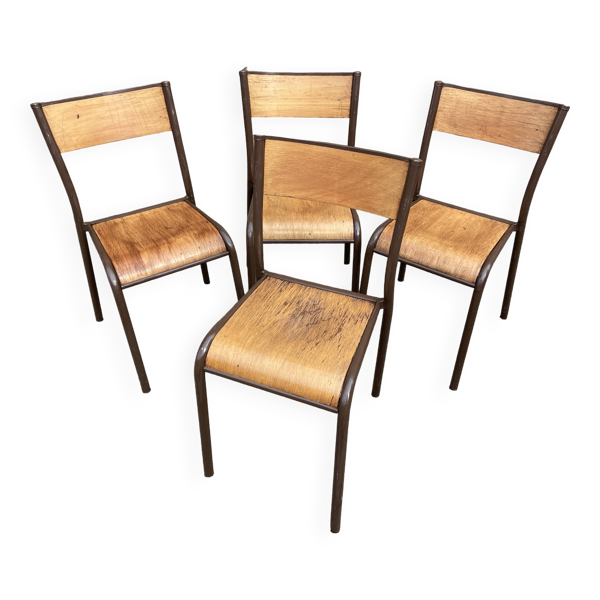 4 chaises école vintage