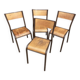 4 vintage school chairs