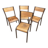 4 chaises école vintage