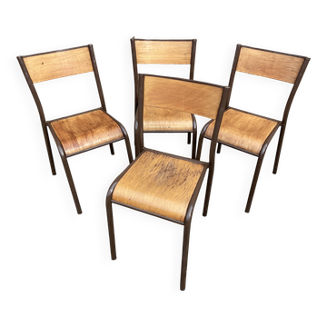 4 chaises école vintage