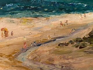 Ancient painting, Breton landscape, Saint Lunaire, signed, 1950s