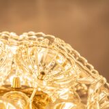 Sputnik ceiling light in floral glass and brass, Germany, 1960s.