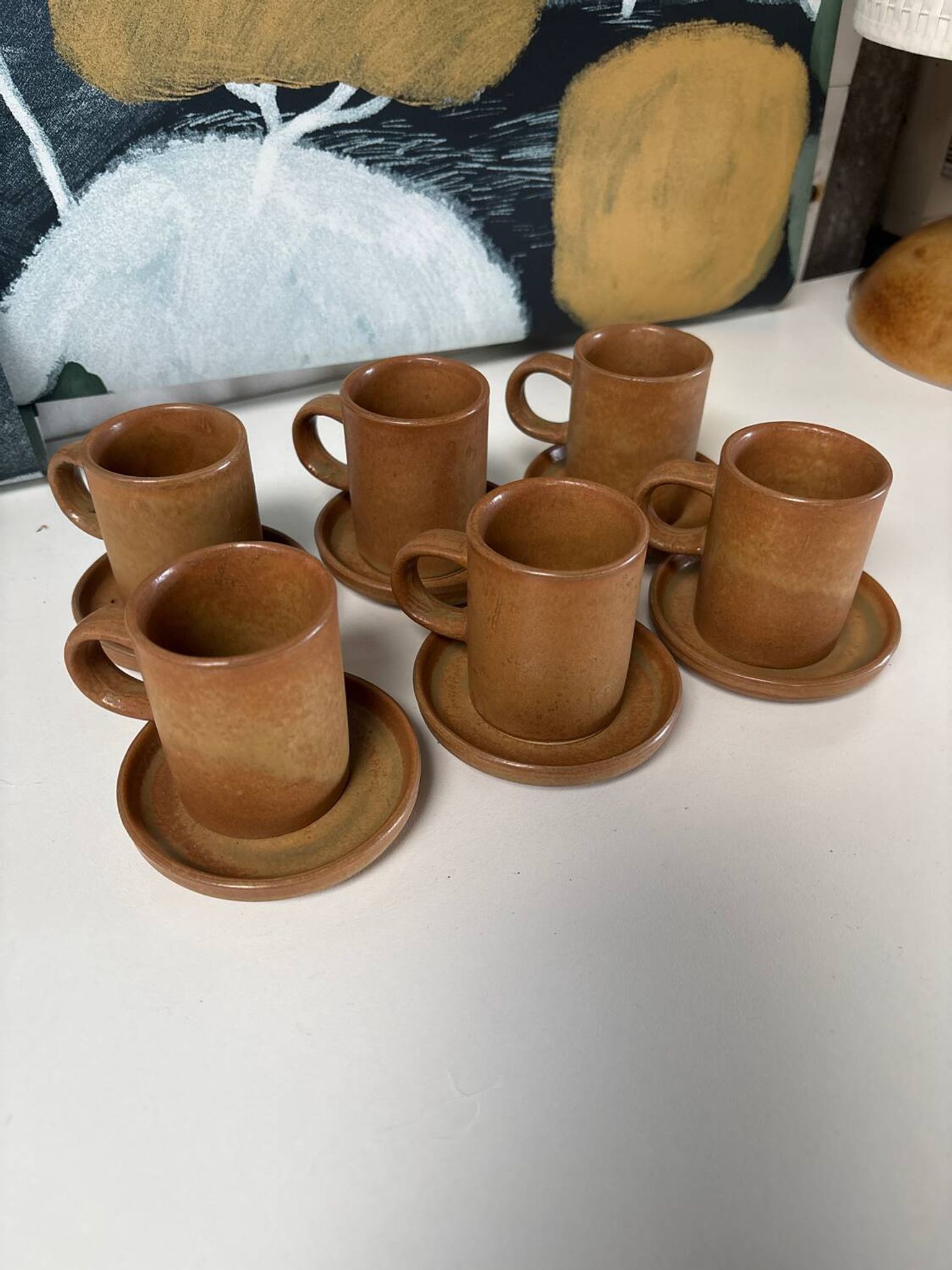 Ensemble de 6 tasses en grès vintage