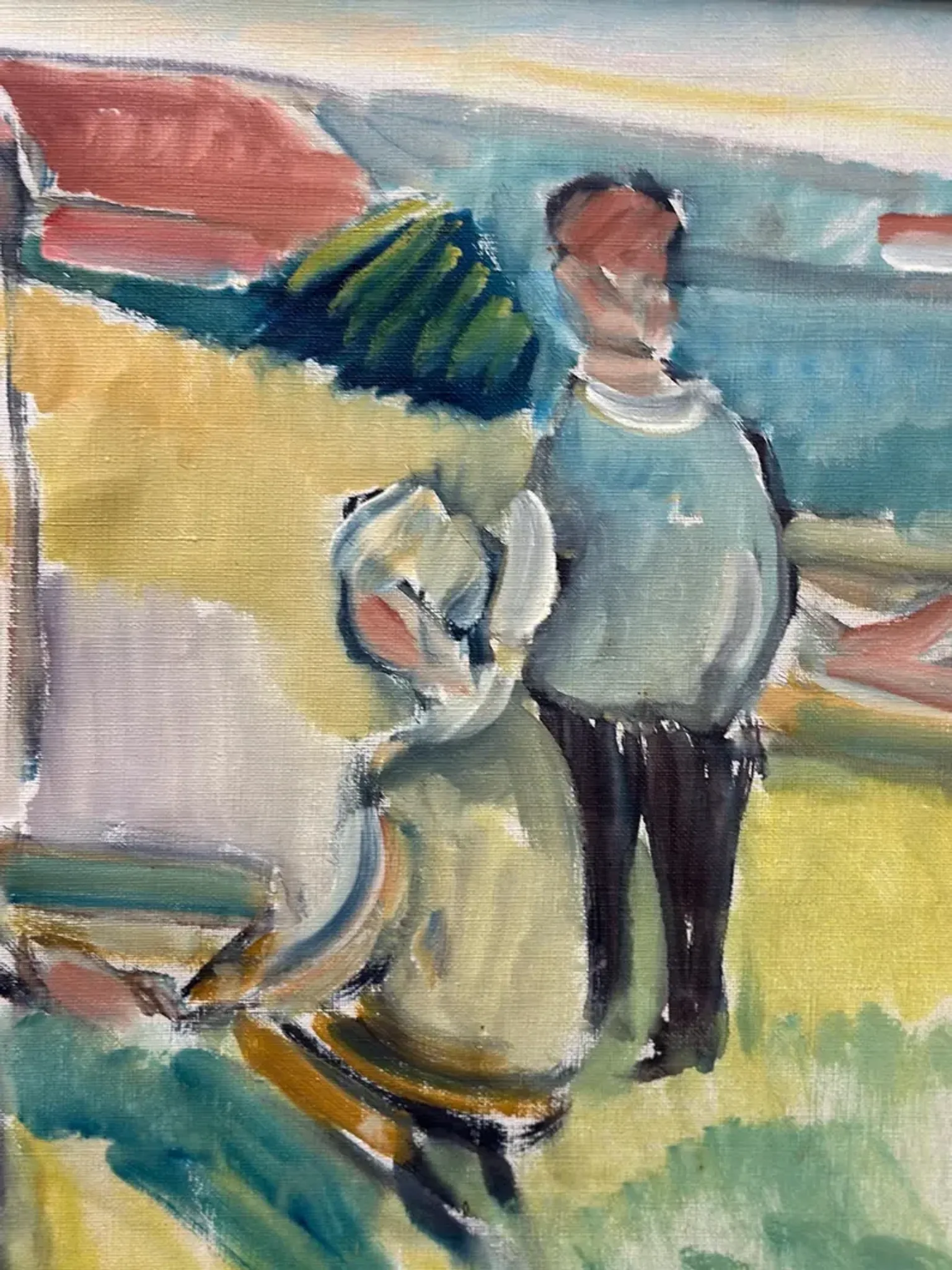 Original Swedish Oil on Canvas – “Friends” by Nils Sewerin – Vintage & Framed