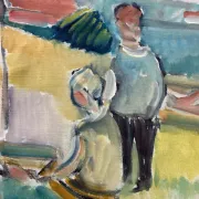Original Swedish Oil on Canvas – “Friends” by Nils Sewerin – Vintage & Framed