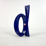 Modernist vase in blue glazed ceramic, design Roberto Rigon for Bertoncello, circa 1970