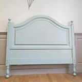 Sky blue solid oak headboard and bed frame