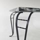 Coffee table, alpine green marble top and wrought iron legs, circa 1950