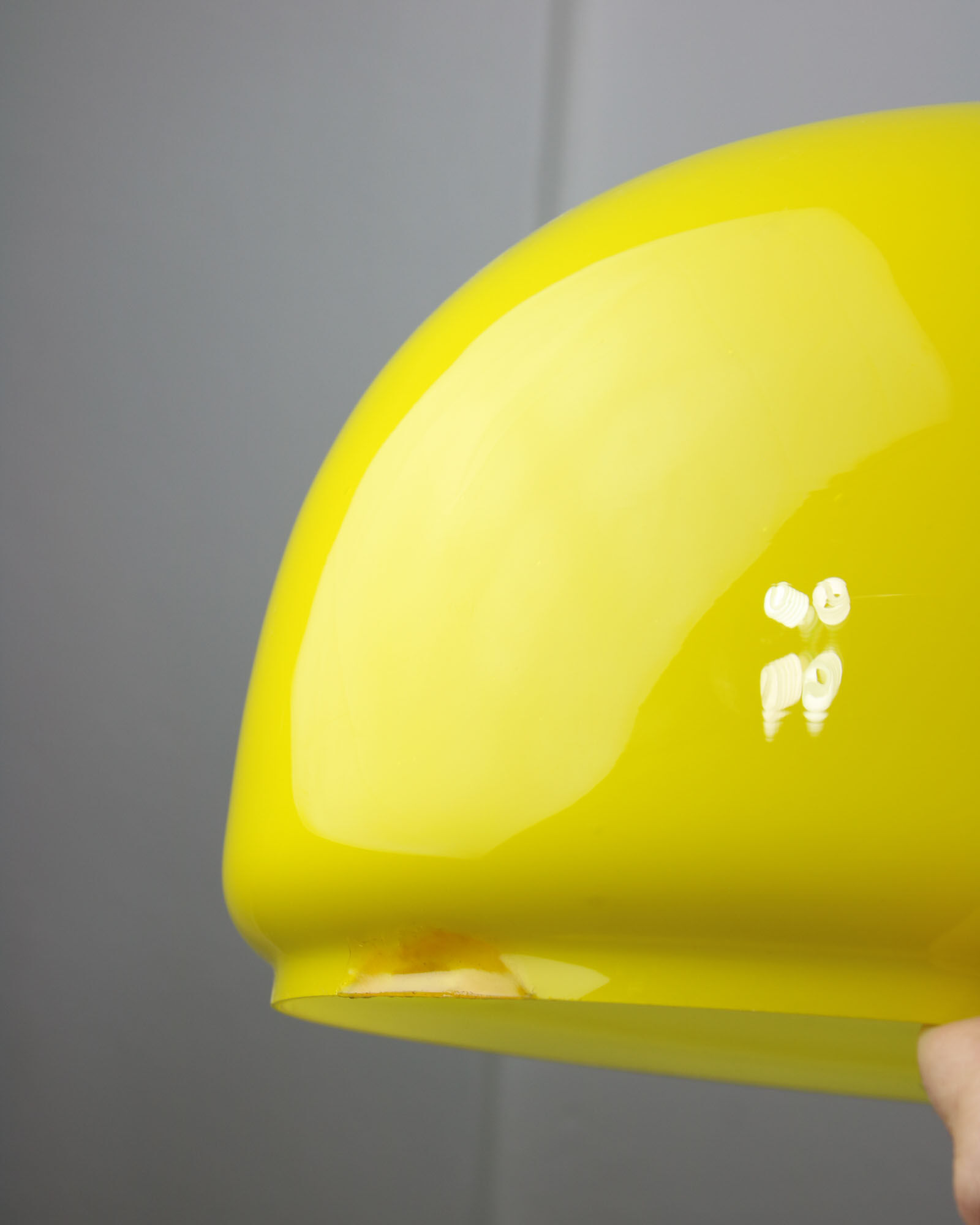 Mid-century Yellow Glass & Brass Pendant Lamp