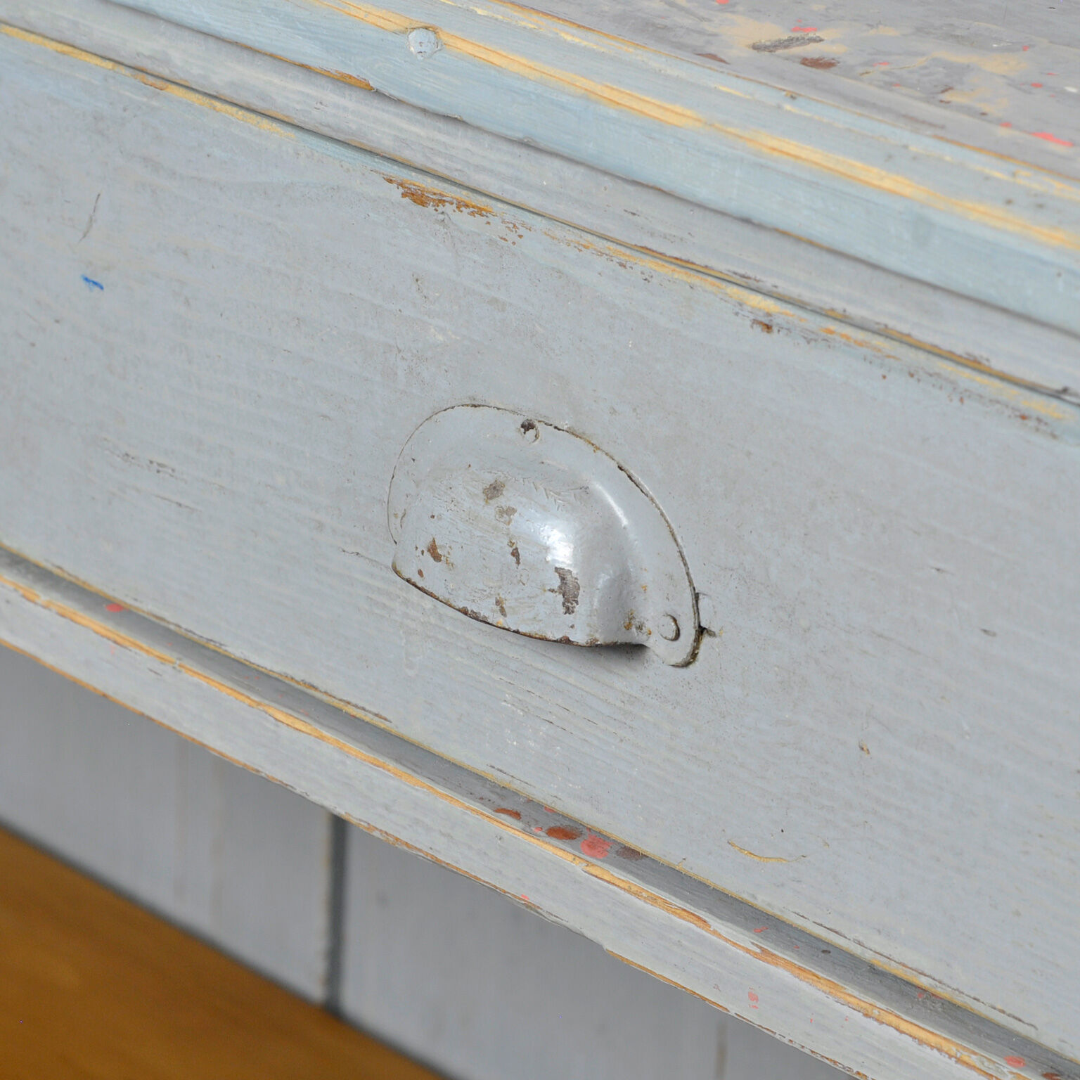 Antique french pine shop counter, 1930