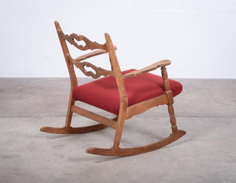 Brutalist Oak Rocking Chair, Denmark, 1960s