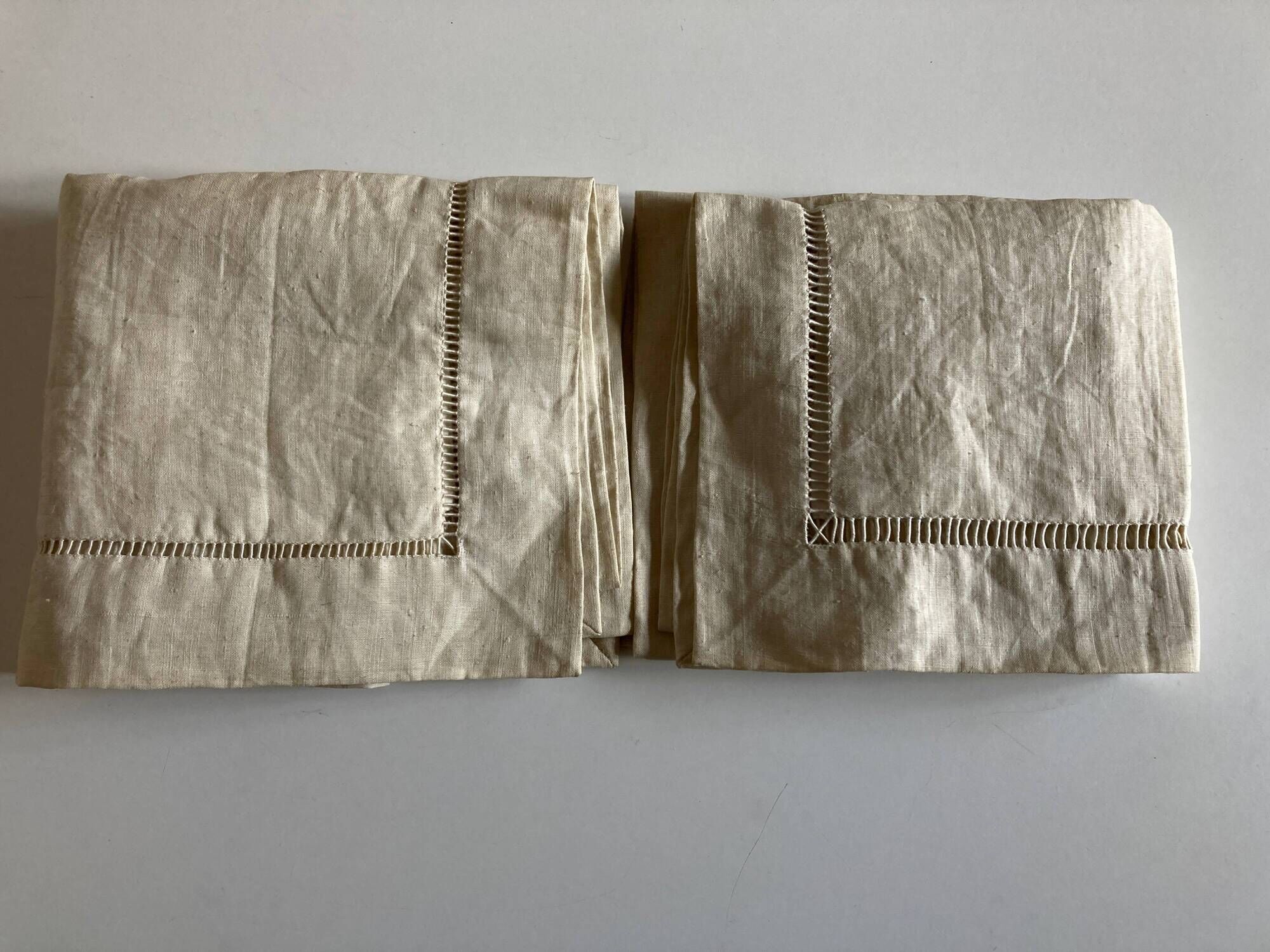 Pair of woven raw linen canvas pillowcases