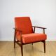 Armchair 'Lis', 1970s design by Henryk Lis orange-brick-terracotta - 2 pieces available