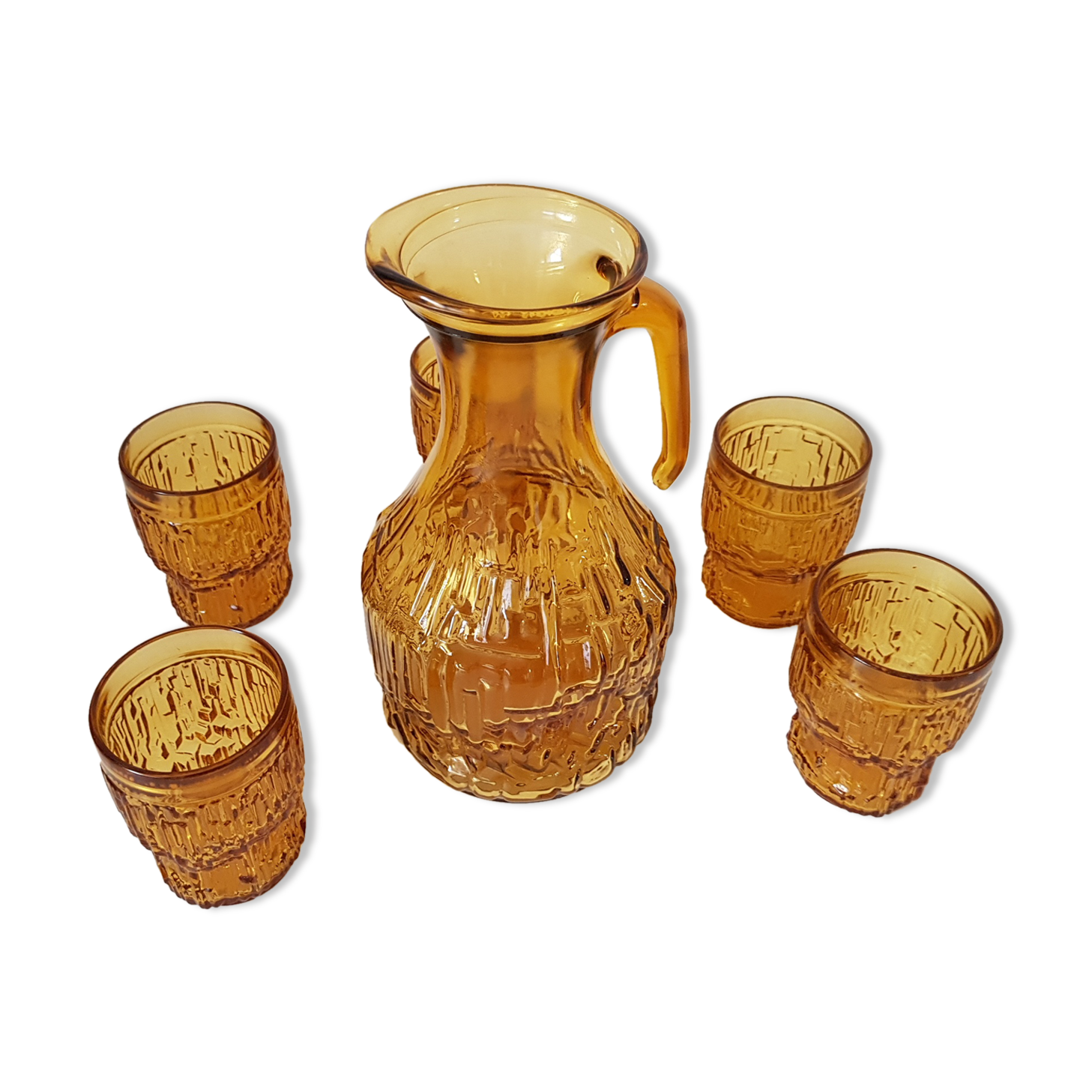 Yellow amber vintage - decanter and glasses water service