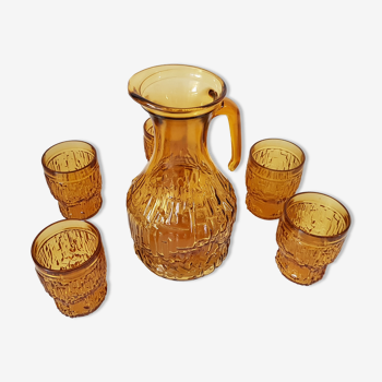 Yellow amber vintage - decanter and glasses water service