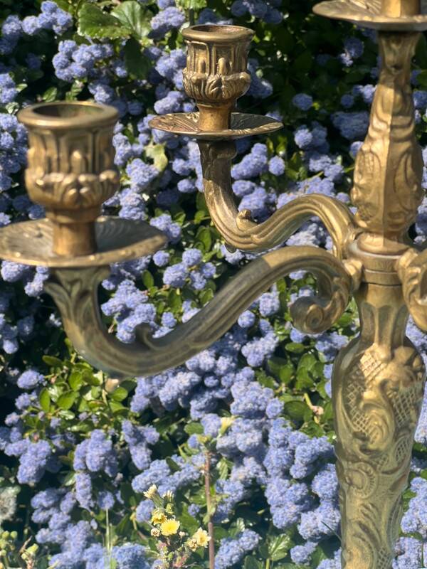 Antique Brass Candlestick – Louis XVI Style, 20th Century