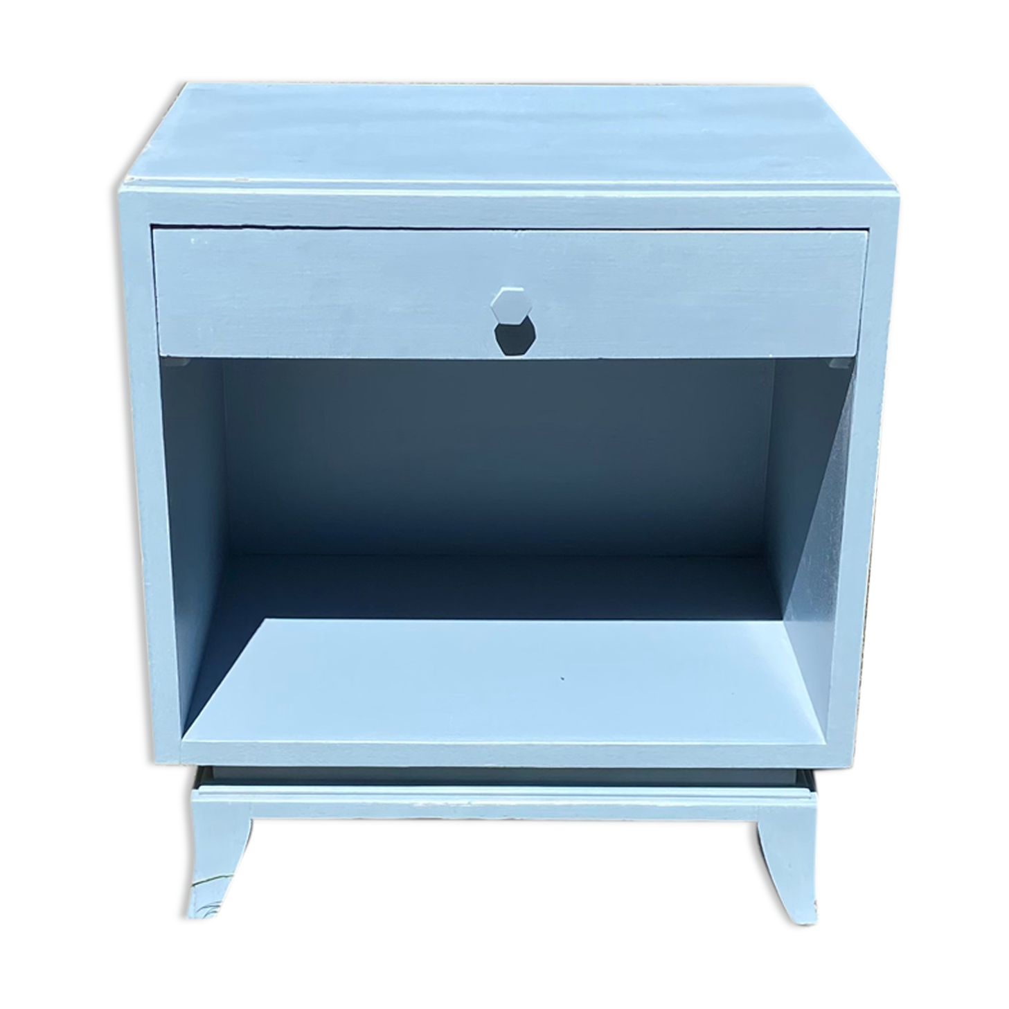 Vintage bedside 1950 gray blue patinated