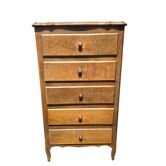 Vintage chest of drawers with 5 wooden drawers in Louis XV style.