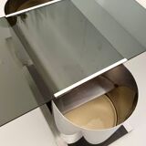Table Basse / Dry Bar Rectangulaire en Verre Fumé dans le goût de François Monnet