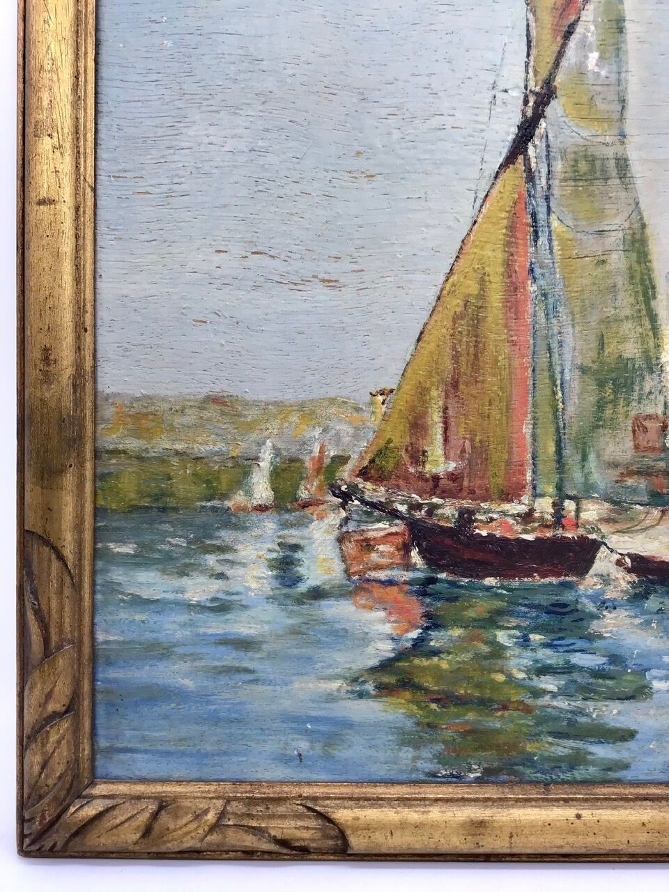 Old painting, sailboat, signed lower right, 70s/80s