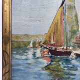 Old painting, sailboat, signed lower right, 70s/80s