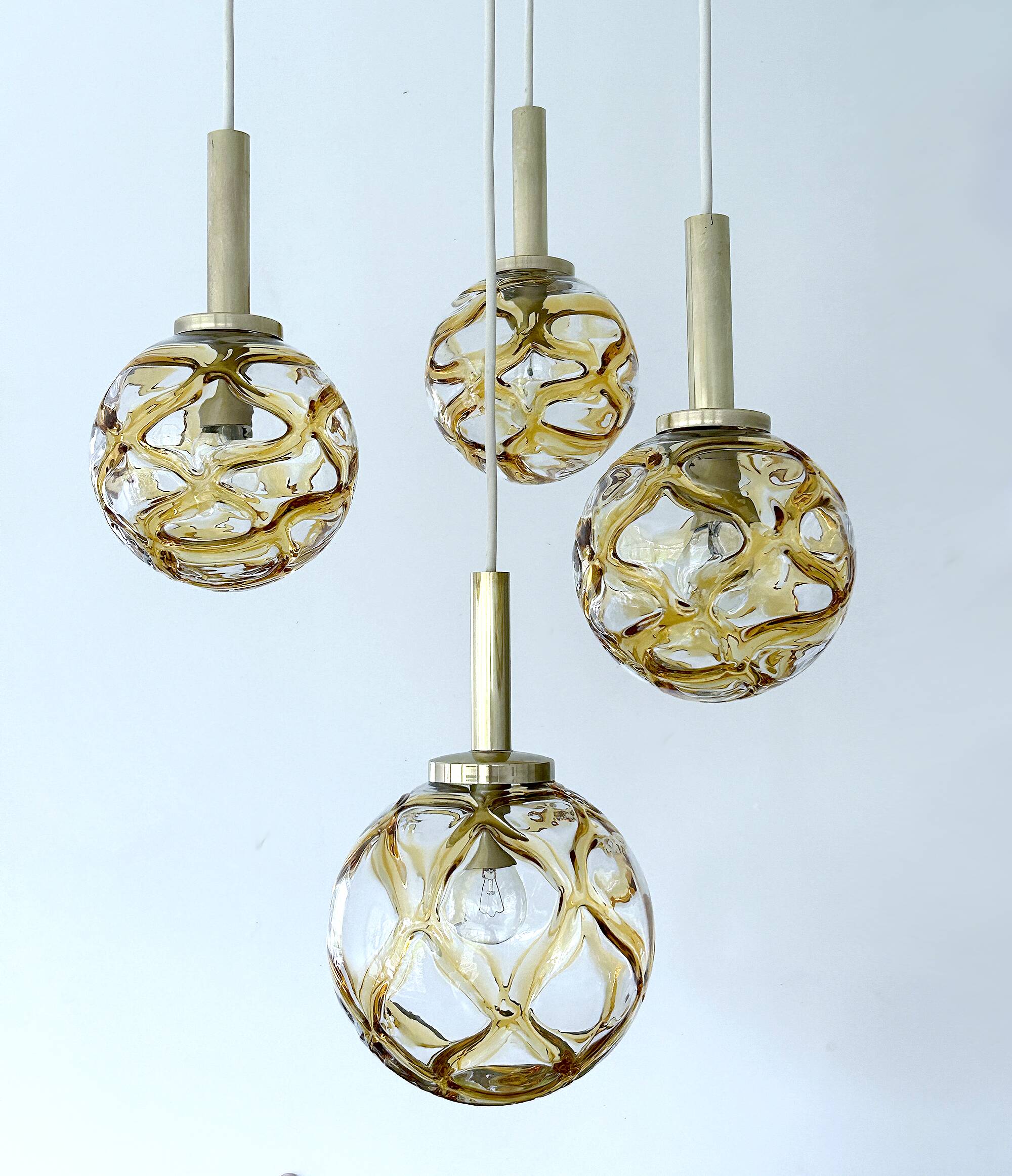 Large Mid Century  Bubble Glass Pendant Light