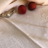 Nappe ancienne en damassée coton teintée en rose thé