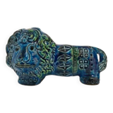 Vintage Lion statue, design Aldo Londi for Bitossi, Rimini blue series