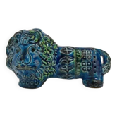 Vintage Lion statue, design Aldo Londi for Bitossi, Rimini blue series