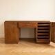 Large Art Deco desk in solid wood with storage cabinets.