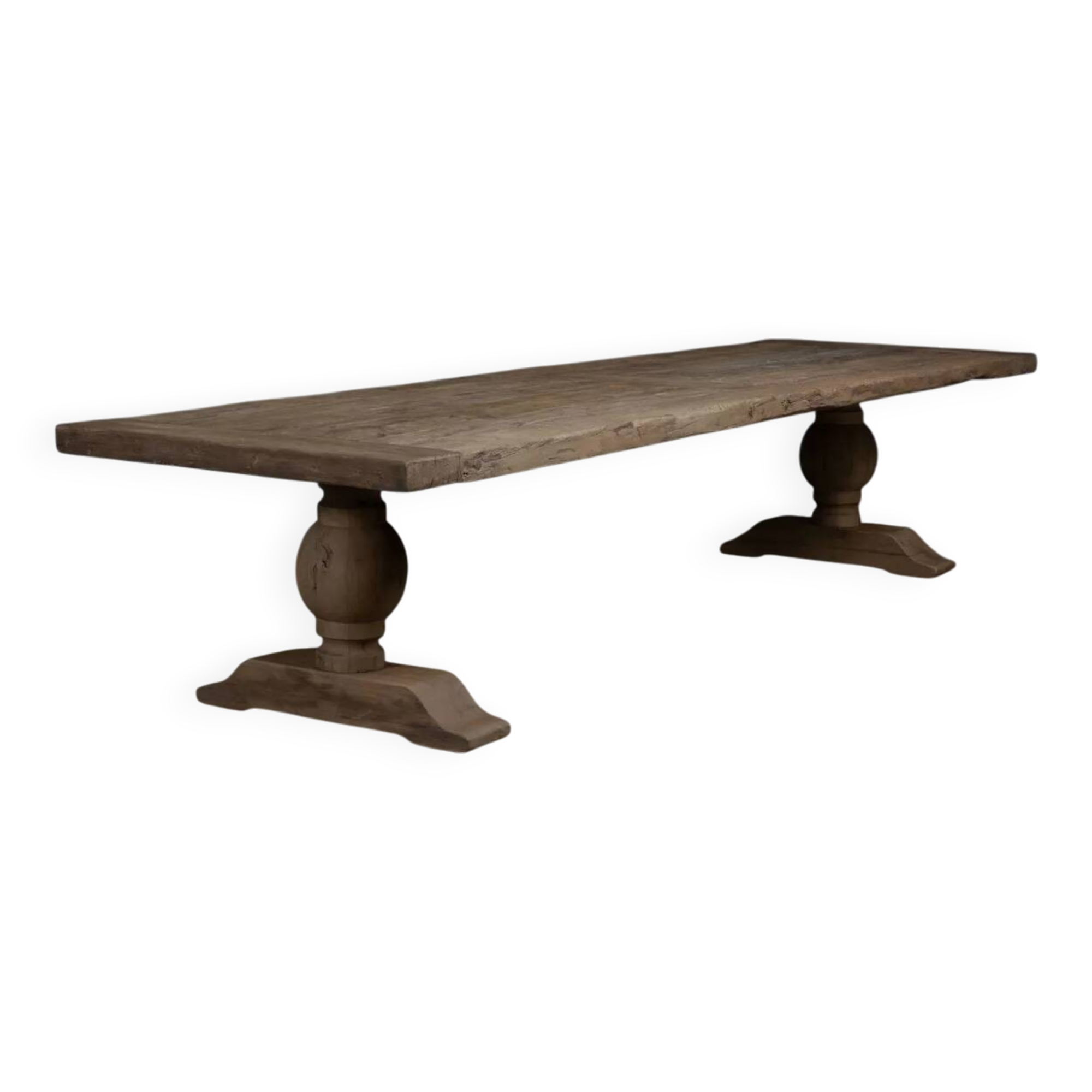 Large Monastère Soleil table in solid oak – 300 cm – Patinated finish