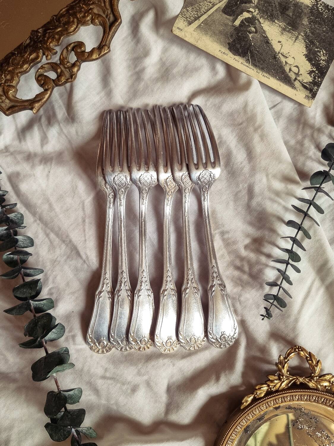 6 fourchettes en métal argenté SFAM