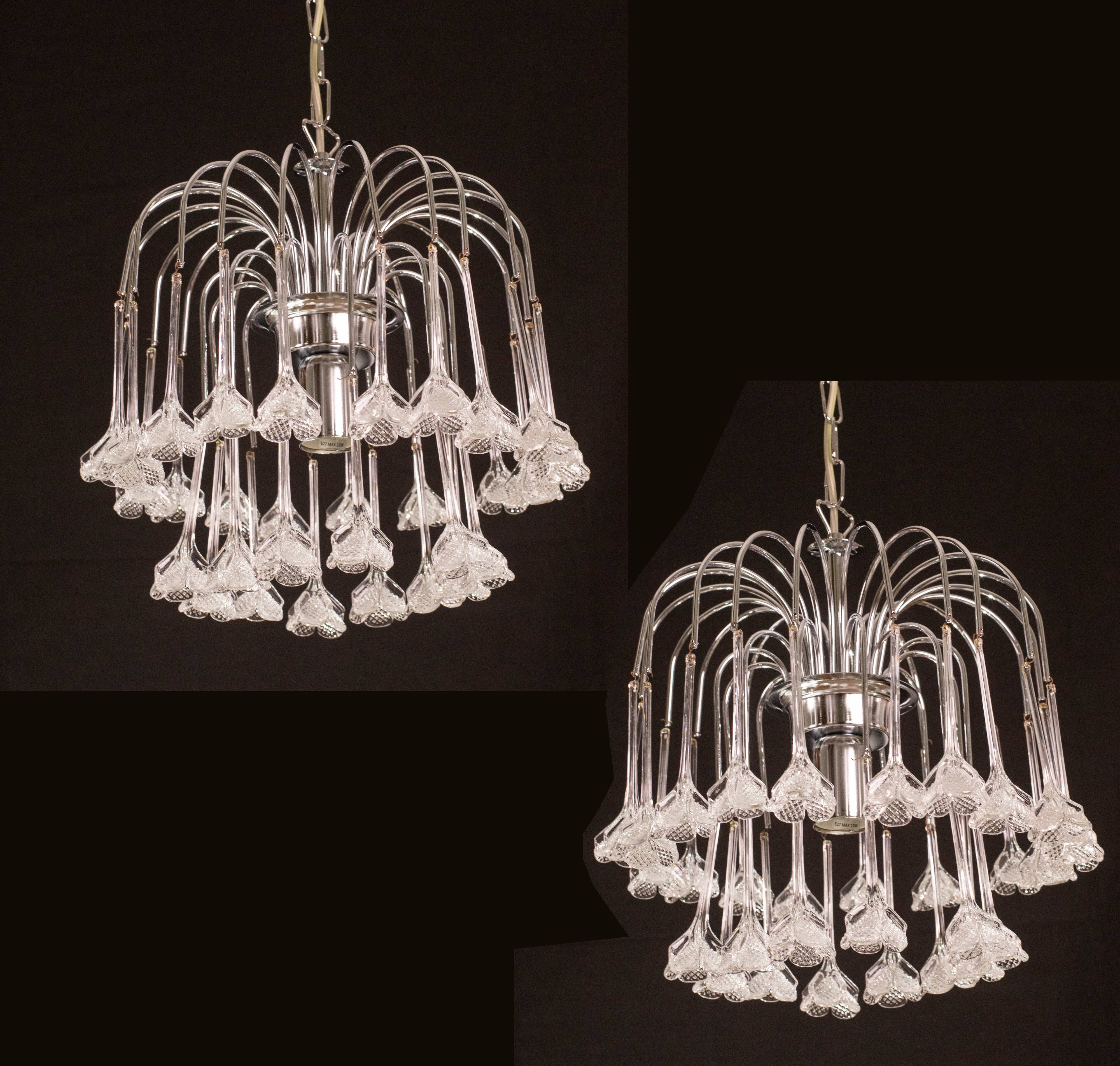 Set of 2 Julia Roberts, Vintage White Murano Chandelier, 1980s