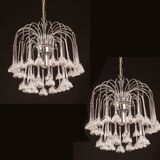 Set of 2 Julia Roberts, Vintage White Murano Chandelier, 1980s