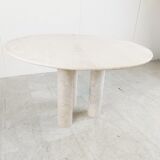 Round Italian travertine table from the 1970s
