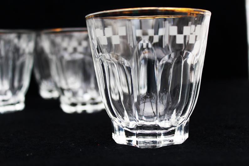 9 vintage french aperitif glasses