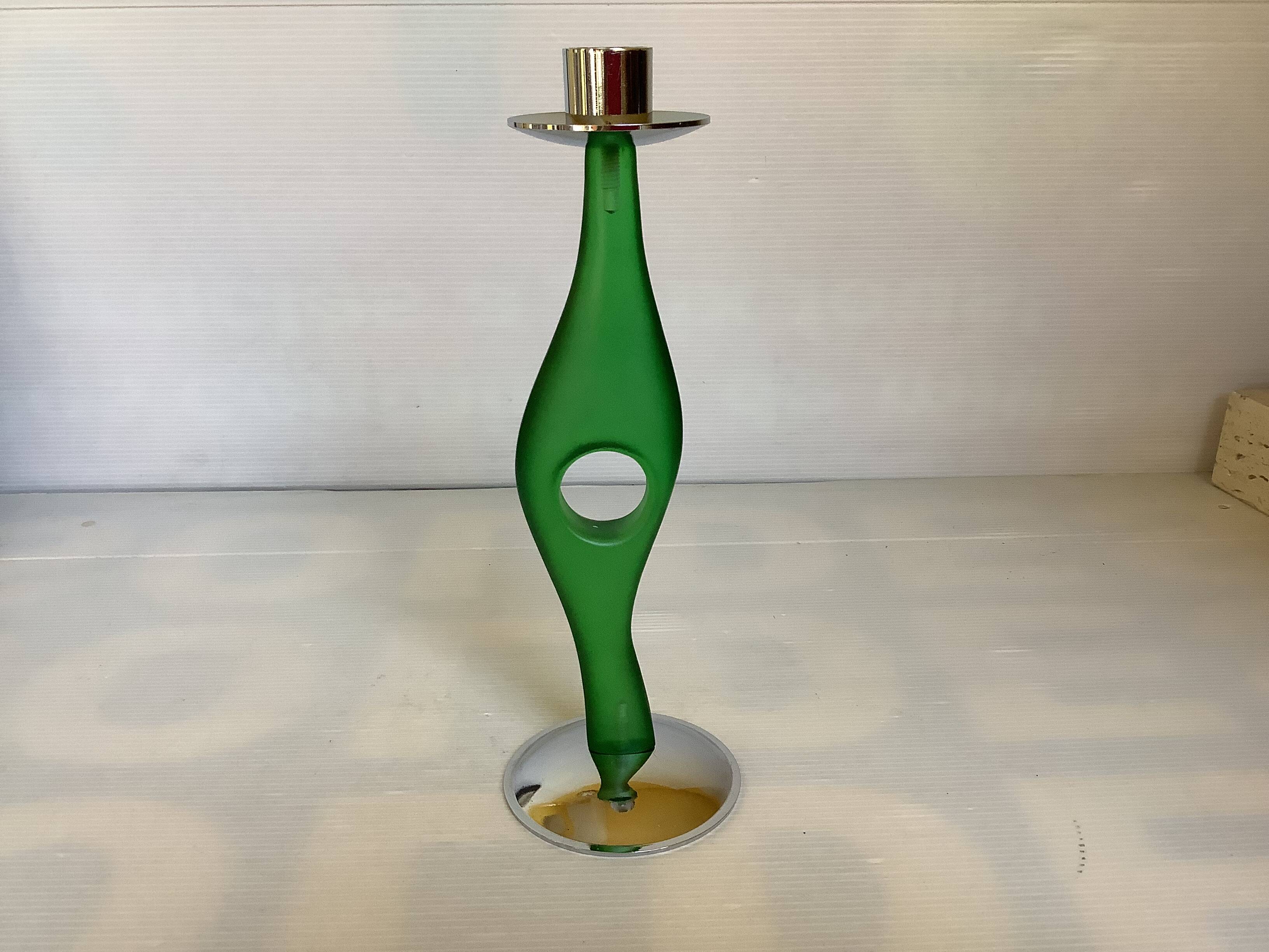 Green free-form candle holder