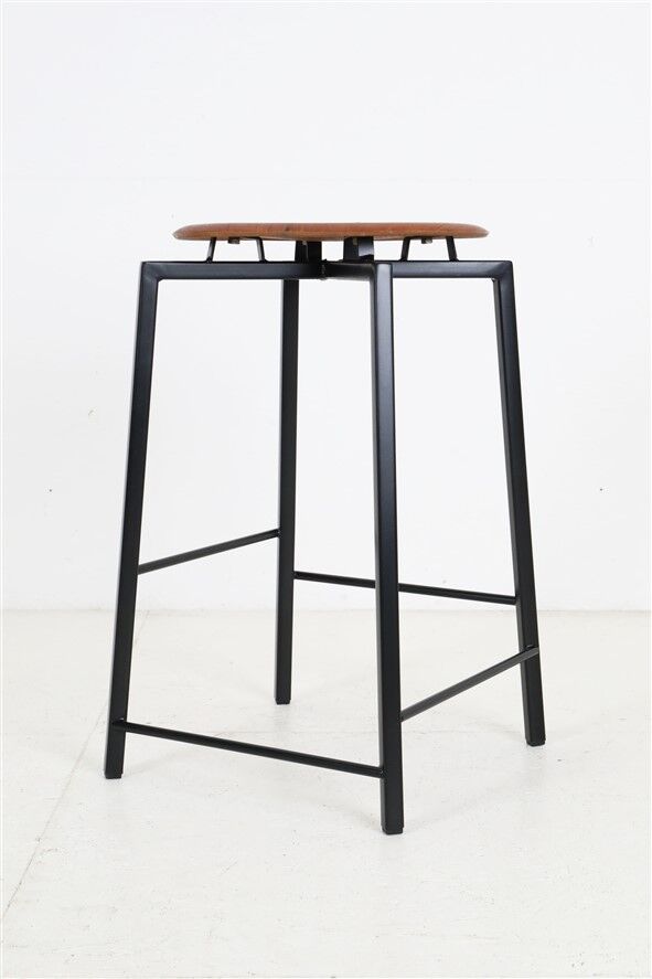 Extraordinary Danish workshop stool / fully restored / teak / steel / mid-century modern design / industrial / 1960s