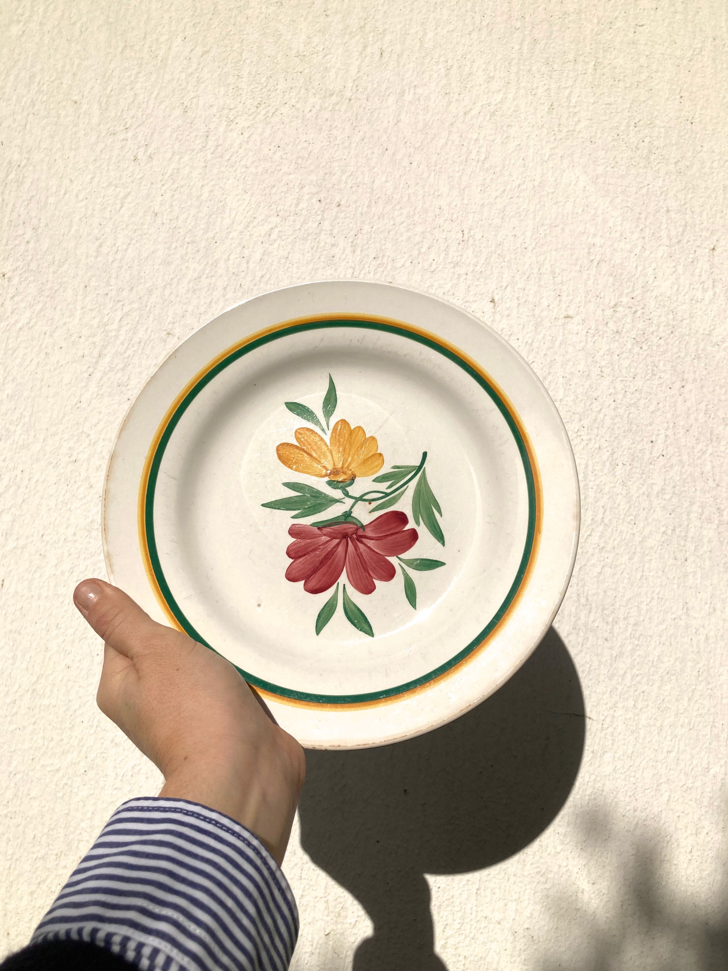 4 Digoin flower plates
