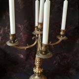Old candelabra with 5 arms in chiseled bronze